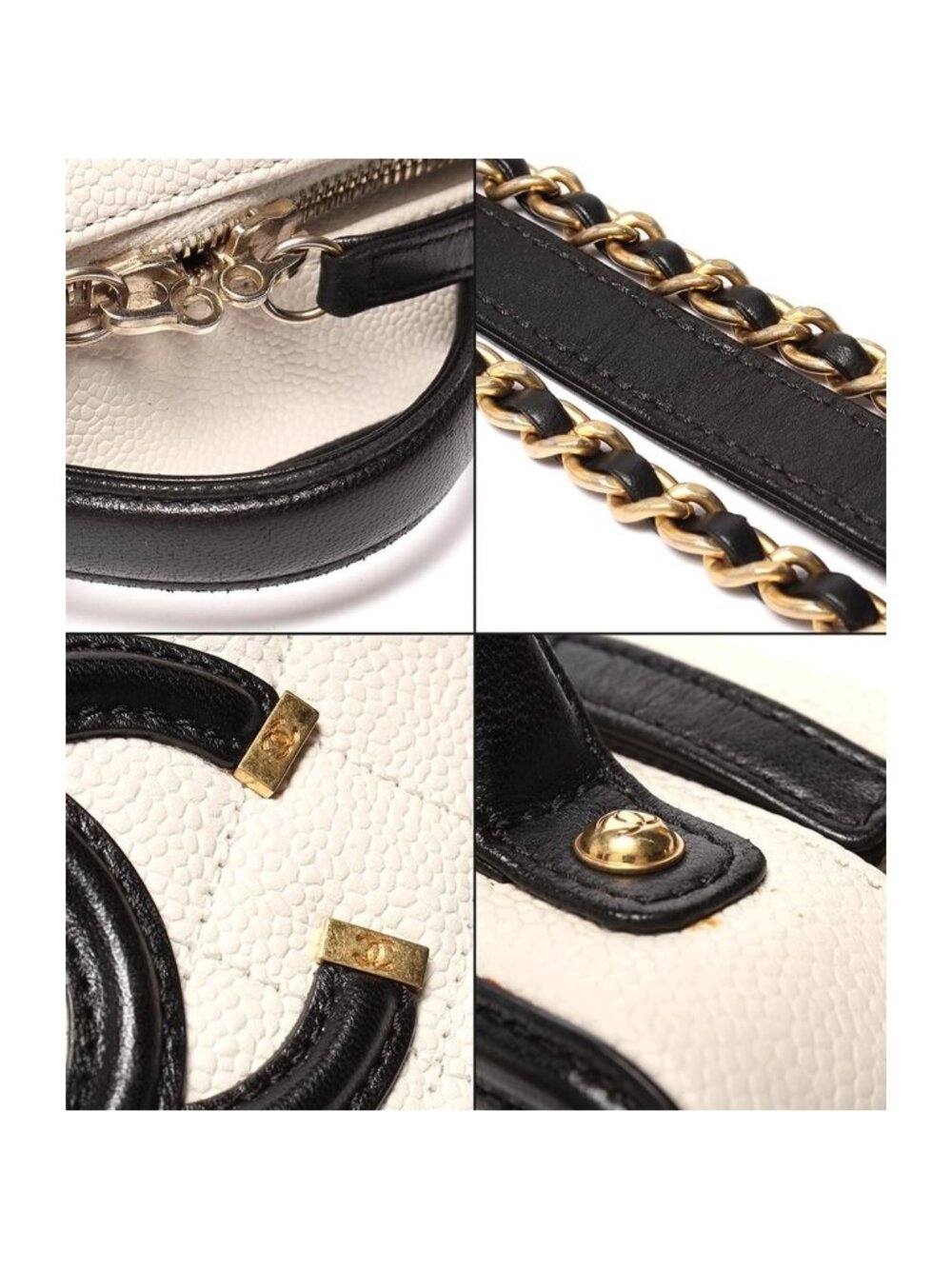 Chanel Chain Shoulder Bag Vanity Crossbody Gold Caviar Leather - Picture 8 of 10